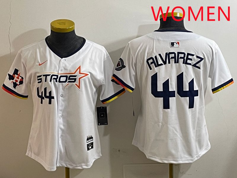 Women Houston Astros #44 Alvarez White three generations Joint Name Nike 2025 MLB Jersey style 8->women mlb jersey->Women Jersey